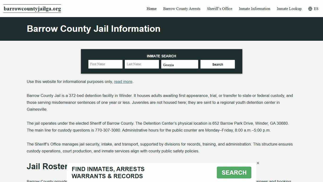 Barrow County, GA Jail Roster, Inmate Info