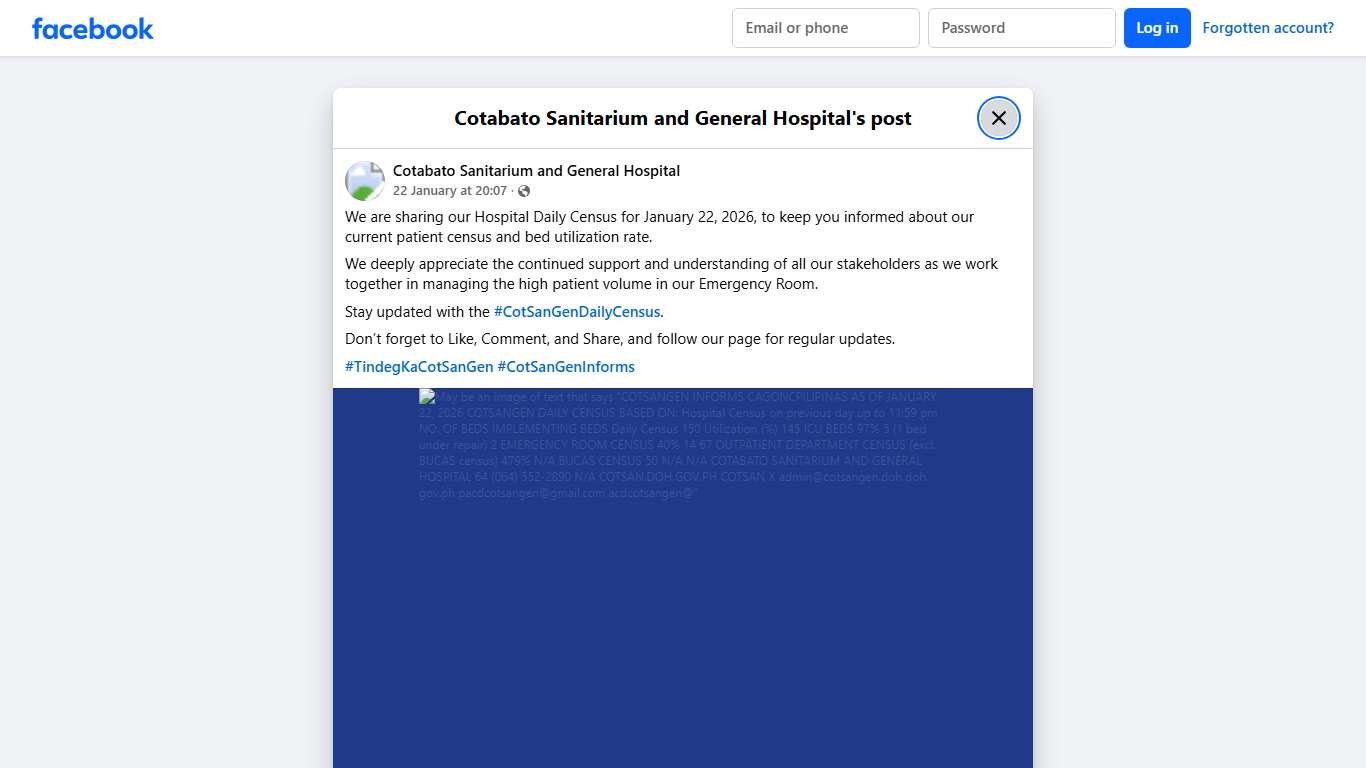 We are sharing... - Cotabato Sanitarium and General Hospital Facebook