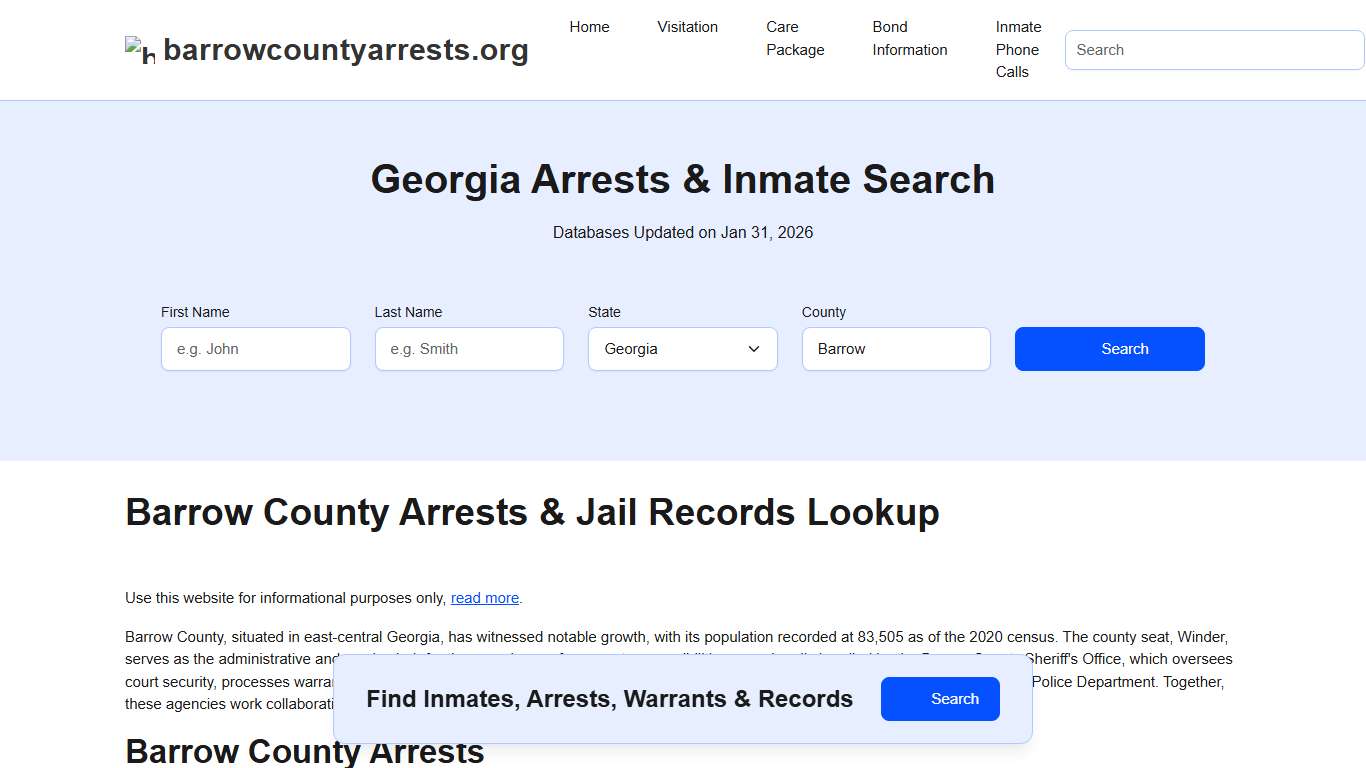 Barrow County, GA Arrests, Warrants, Police Records Search