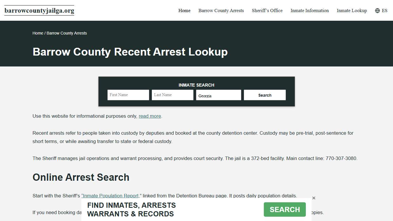 Barrow County, GA Arrests, Active Warrant Search