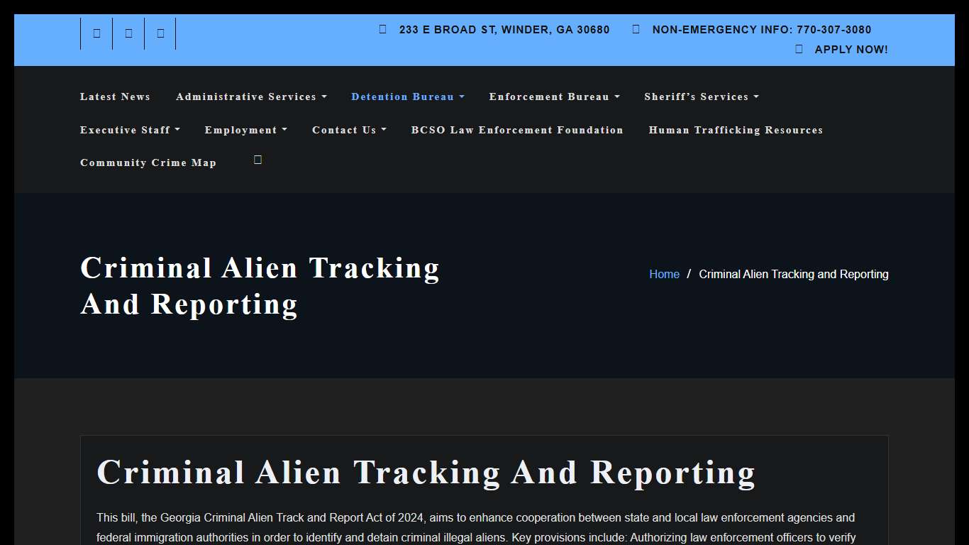 Criminal Alien Tracking and Reporting – BCSO